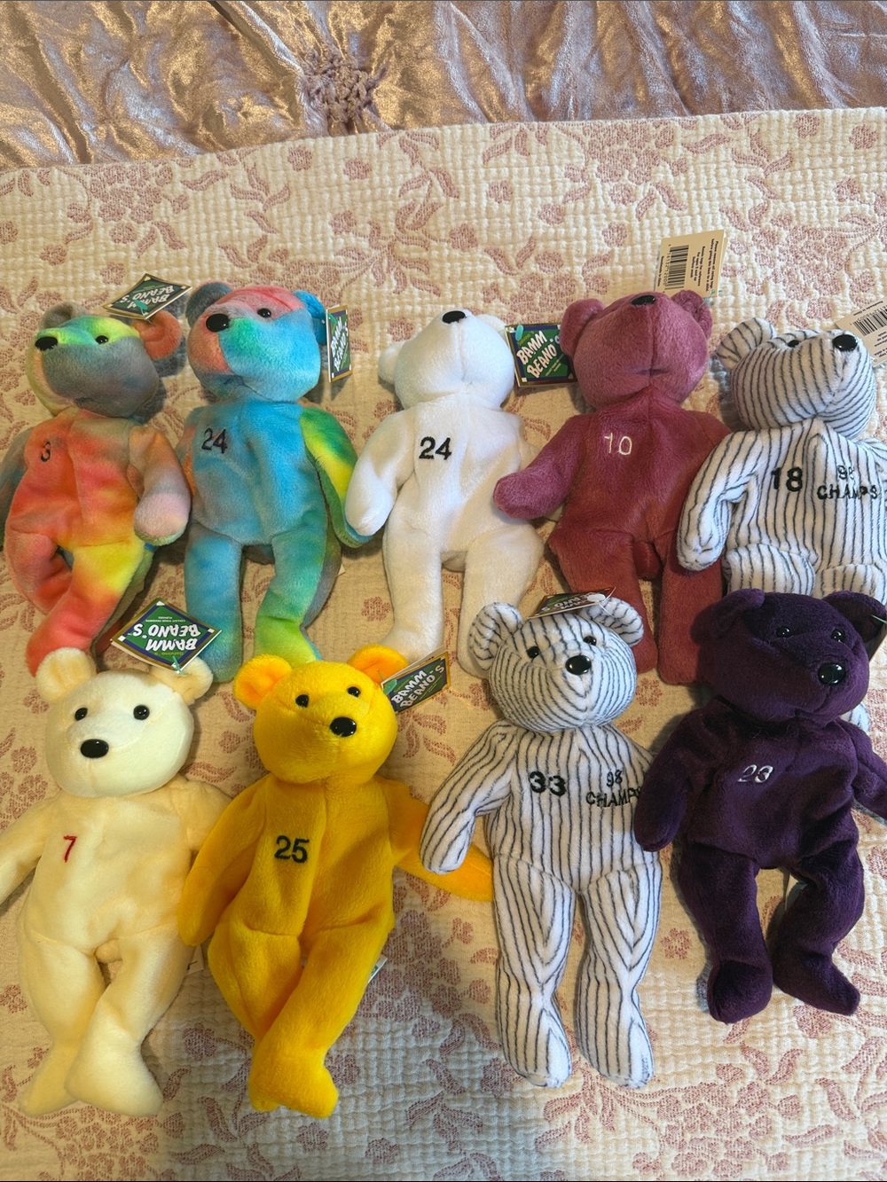 Lot of 9 Bamm’s Beanos Plush Beanie Bears - MLB Baseball Players Edition